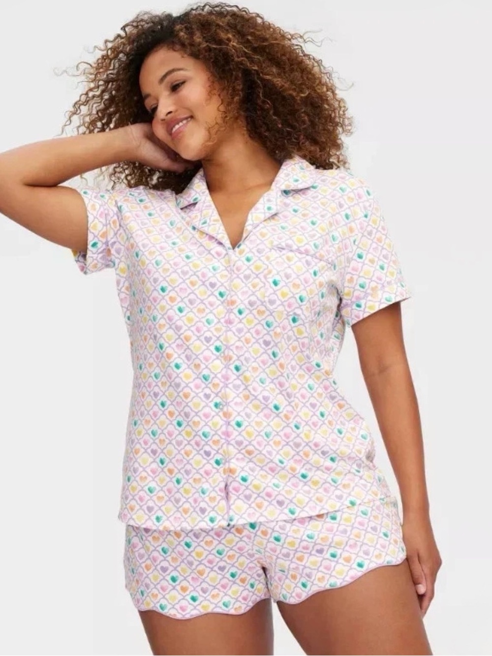 NWOT Roller Rabbit x Target Pink Multicolor Heart Short Pajama Set